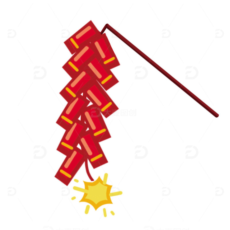 红色喜庆过年2023春节放鞭炮元素