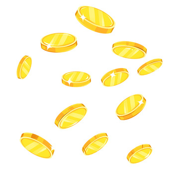 黄色调金色钱币电商促销扁平风漂浮元素