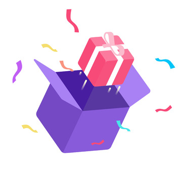 打开飞出礼物盒卡通赠礼彩带福利惊喜