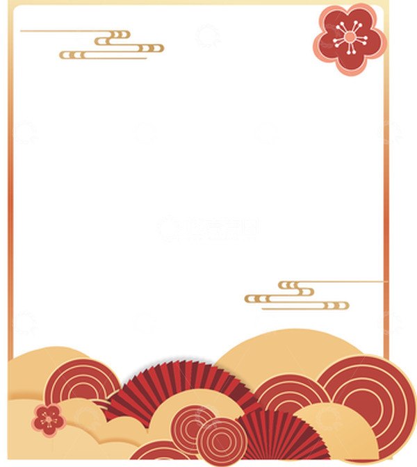 源文件下载【趣麦麦图】春节元素扇子云层花矢量图