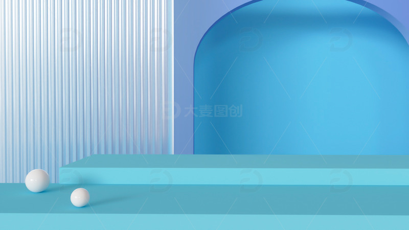 蓝色小清新C4D场景背景图