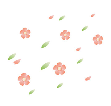 粉色花朵绿色叶子漂浮元素