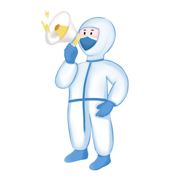 简约疫情防控手拿喇叭的医护工作者