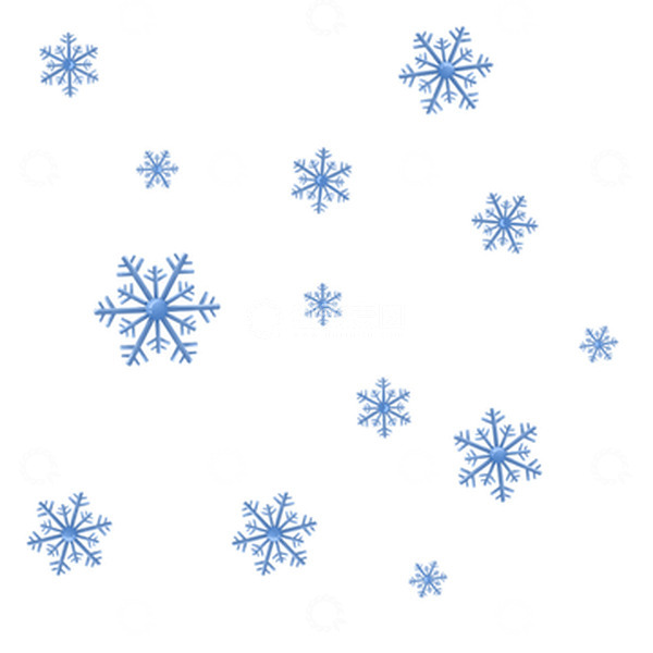 源文件下载【趣麦麦图】-蓝色调漂浮扁平风雪花场景元素