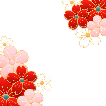 红色国潮金边节日剪纸风梅花装饰