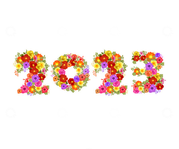 源文件下载【趣麦麦图】年会新年手绘鲜花艺术字
