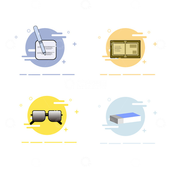 源文件下载【趣麦麦图】MBE风格文具图标元素