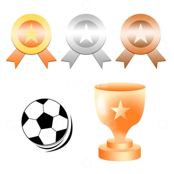 源文件下载【趣麦麦图】-足球世界杯奖牌奖杯手绘矢量运动元素