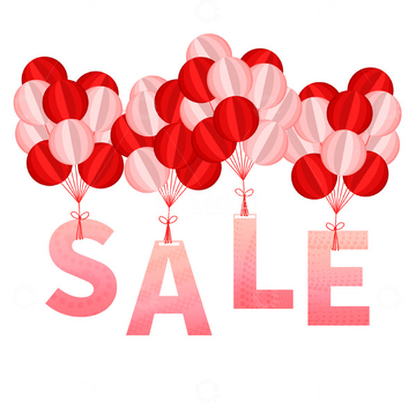 源文件下载【趣麦麦图】红色粉色漂浮气球打折文字