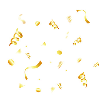 金色彩带漂浮元素