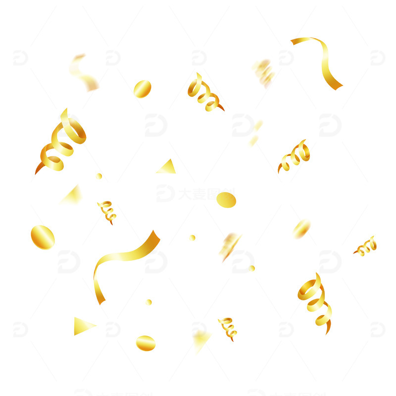 源文件下载【趣麦麦图】金色彩带漂浮元素
