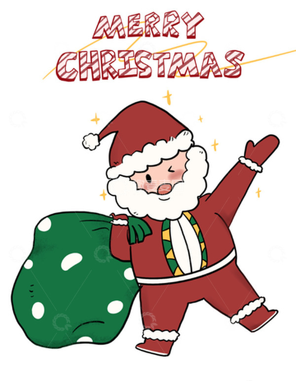 源文件下载【趣麦麦图】红色可爱圣诞老人手绘插画图