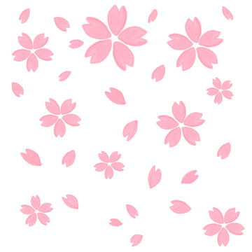 粉色唯美手绘漂浮元素樱花