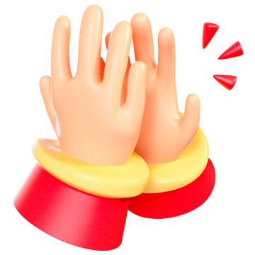 红色手势鼓掌春节元素3D元素