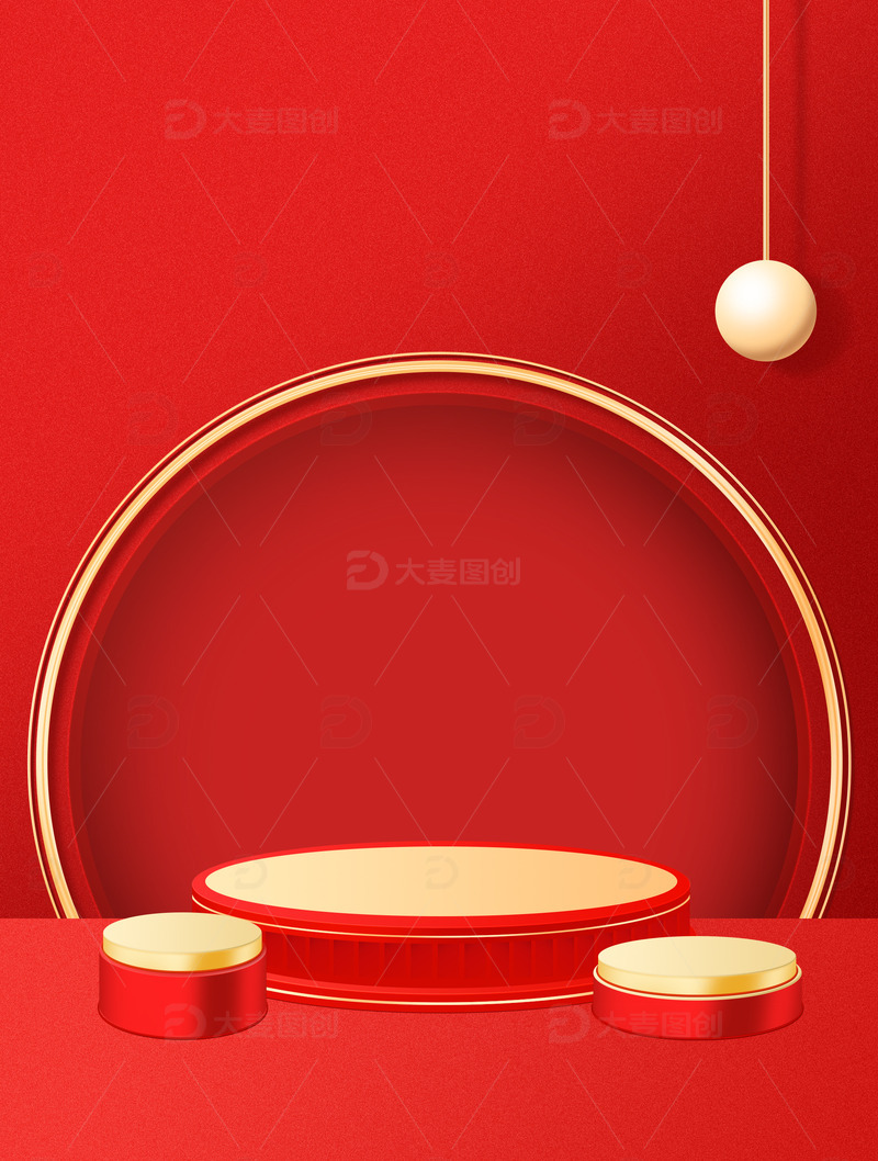 红色金色喜庆电商大促背景年终盛典海报展台