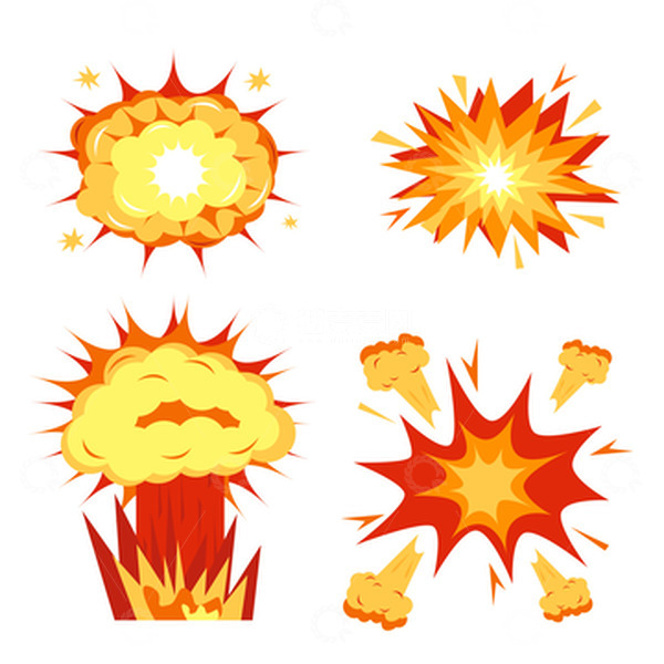 源文件下载【趣麦麦图】红色卡通爆炸危险云朵闪电装饰图标图案