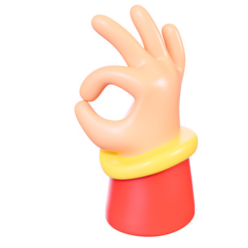 红色卡通手势ok春节元素3D元素