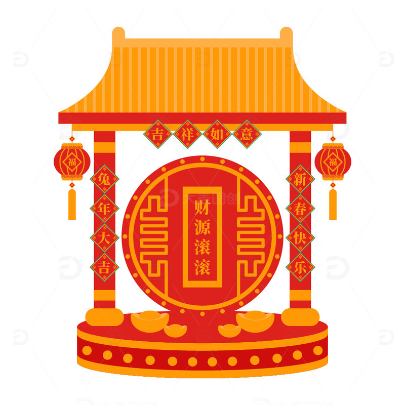 新年建筑场景元素