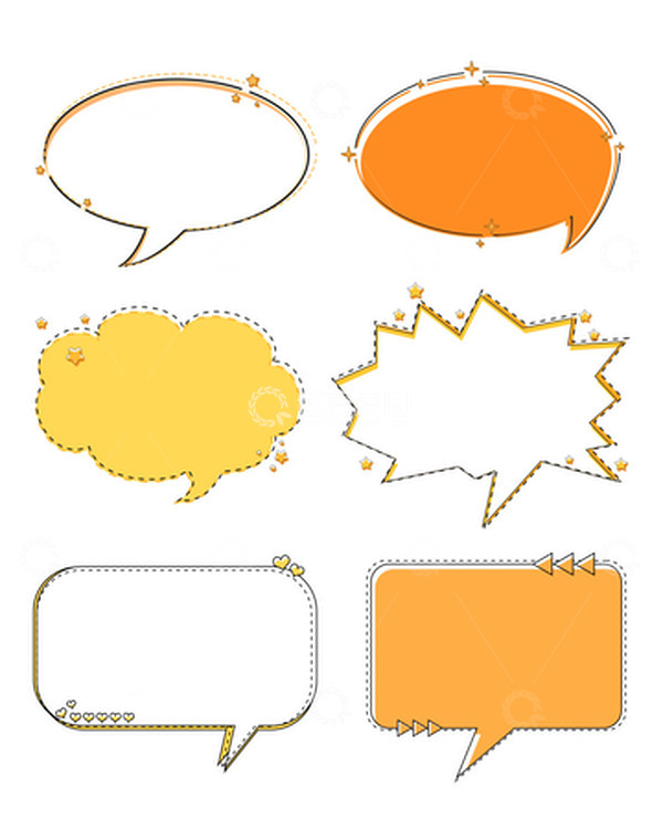 源文件下载【趣麦麦图】黄色卡通插画气泡框对话框边框漂浮装饰元素