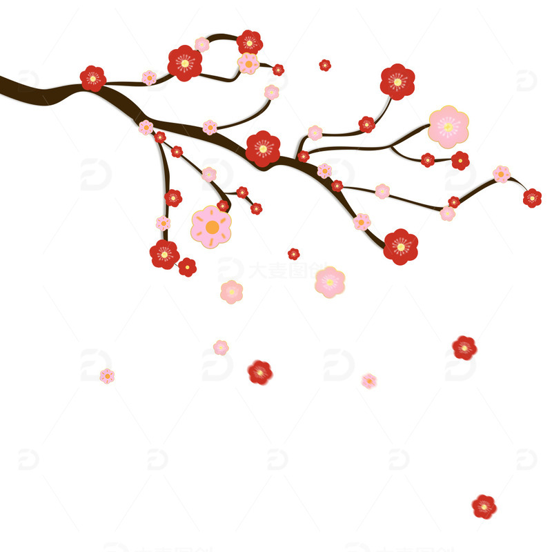 源文件下载【趣麦麦图】元旦春节新年梅花海报装饰