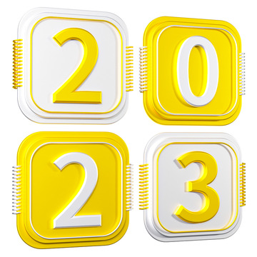 金属2023跨年春节元素3D元素