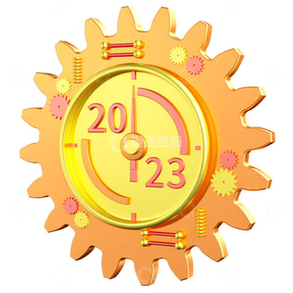 源文件下载【趣麦麦图】黄色金属跨年2023春节元素3D元素