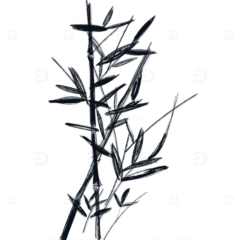 源文件下载【趣麦麦图】手绘水墨竹子