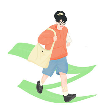 跑步上课大学生元素