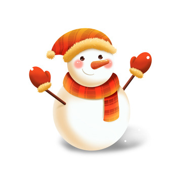 暖色雪人冬季圣诞手绘卡通元素