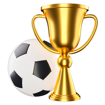黄色金属足球奖杯3D元素世界杯