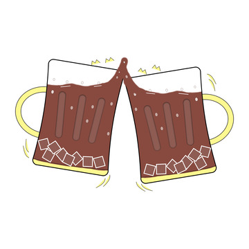 可乐碰杯庆祝世界杯手绘可乐