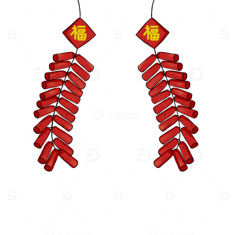手绘春节国风鞭炮