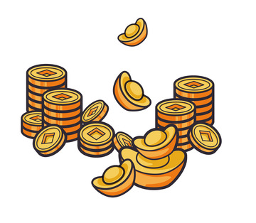 金色矢量金币元宝春节吉祥元素
