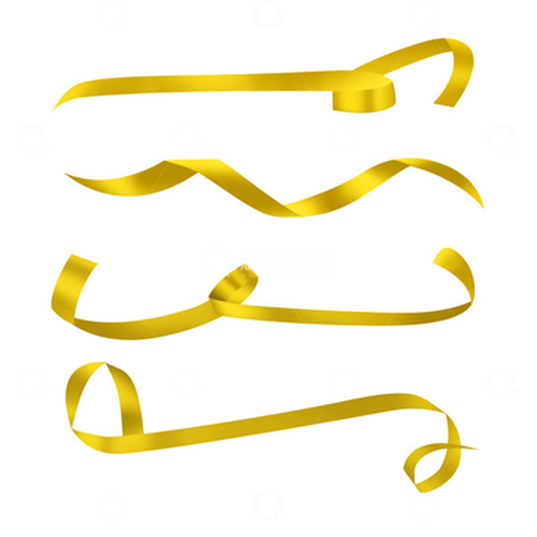 源文件下载【趣麦麦图】飘带电商素材金色漂浮元素装饰品