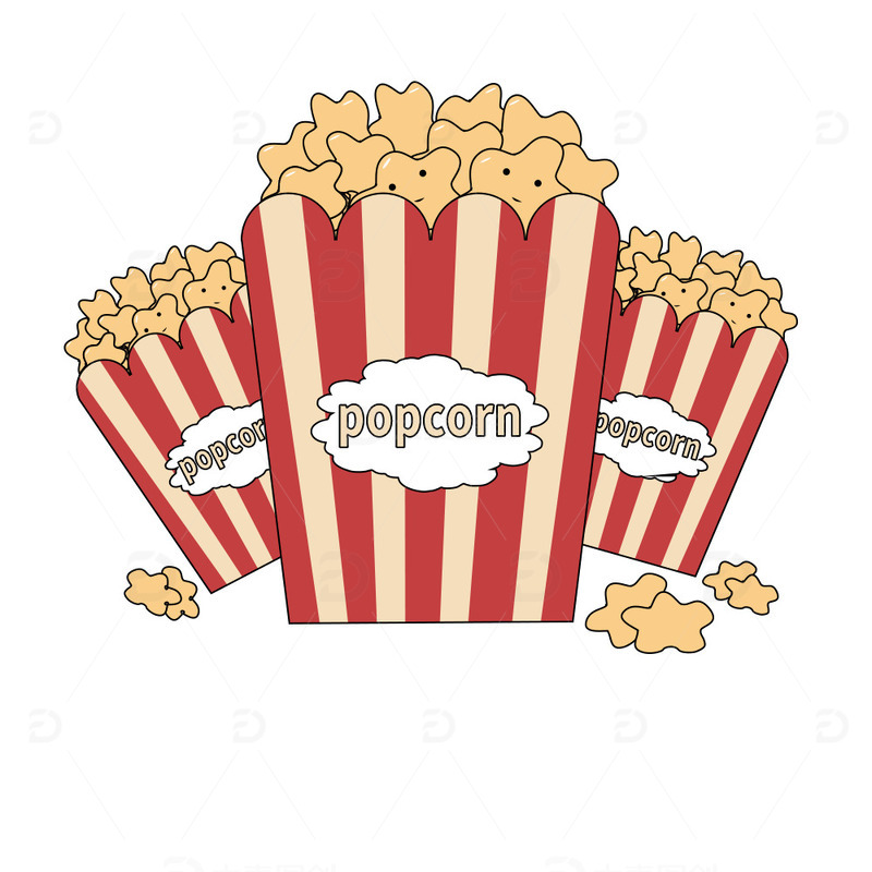 爆米花可爱手绘零食元素