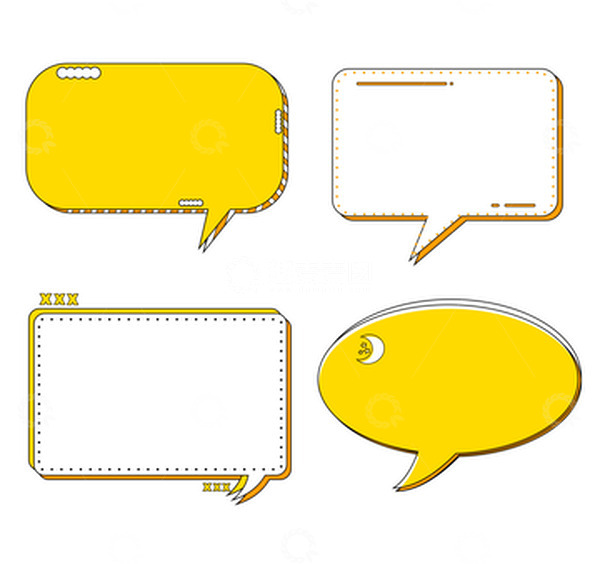 源文件下载【趣麦麦图】黄色边框对话框卡通清新线条描边直播元素