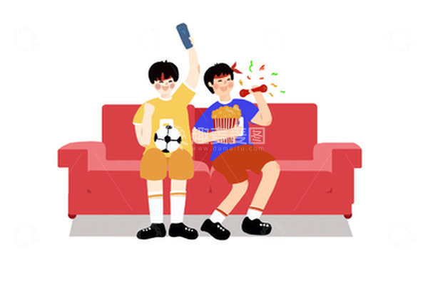 源文件下载【趣麦麦图】观看世界杯情景人物元素