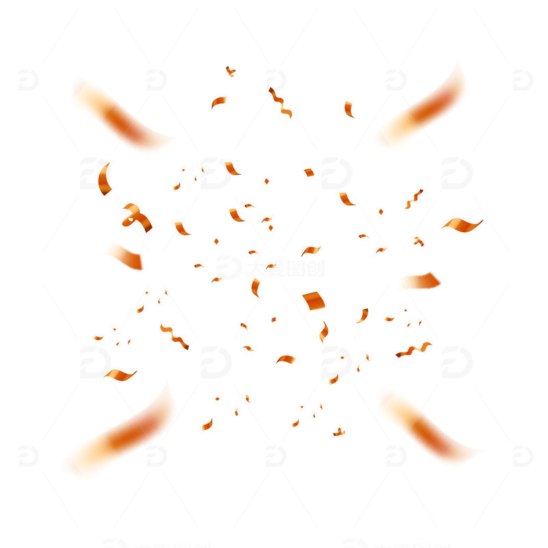 源文件下载【趣麦麦图】-红金彩带飘浮元素