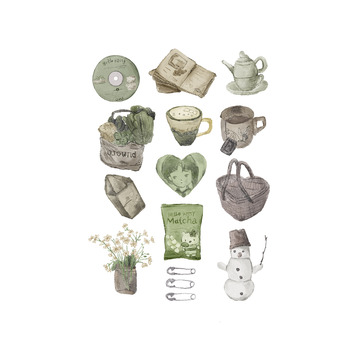 复古小物件文创插画周边手绘