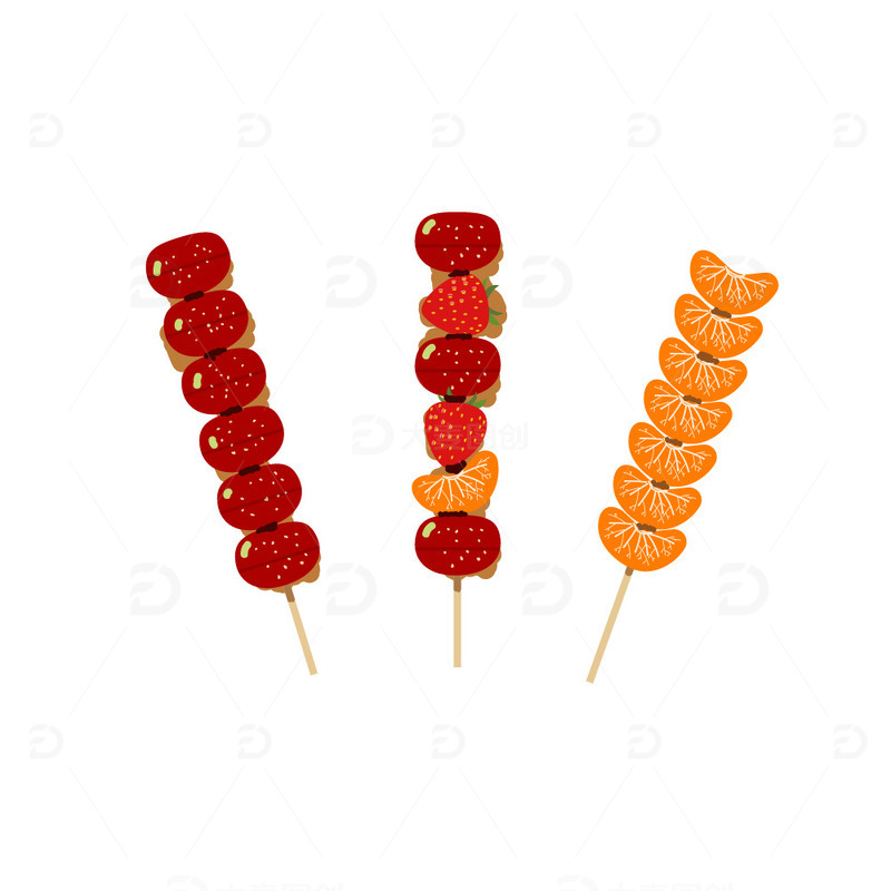 源文件下载【趣麦麦图】红色甜食原创糖葫芦