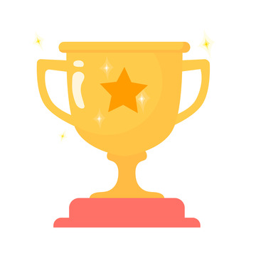 年终年会卡通金色奖杯矢量元素