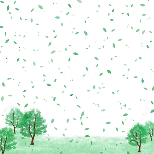 源文件下载【趣麦麦图】-绿色小清新春天郊游踏青绿叶漂浮元素