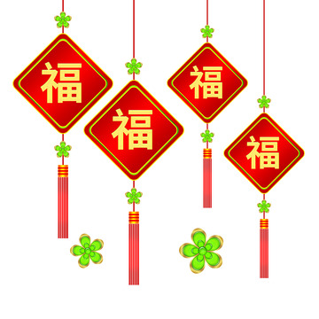 红色春节福气挂饰