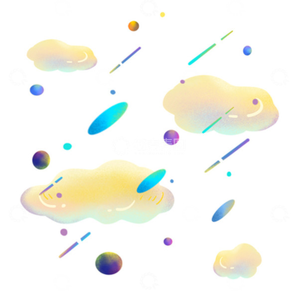 源文件下载【趣麦麦图】梦幻炫彩电商促销云朵点线装饰元素