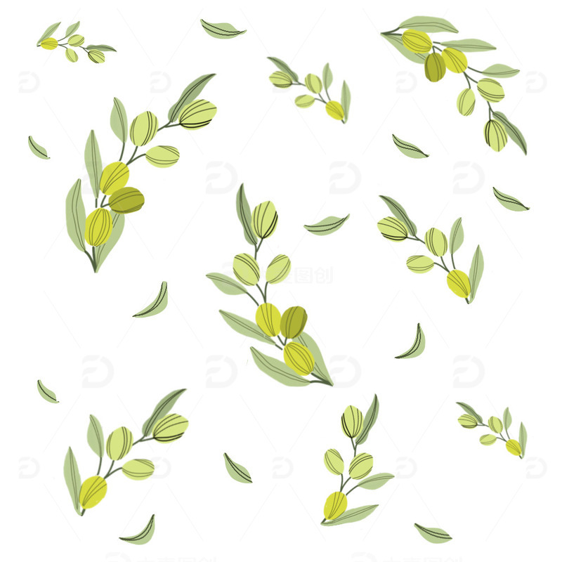 小清新绿色调电商活动漂浮叶子元素