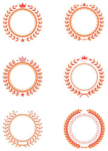 矢量圆形麦穗稻穗边框