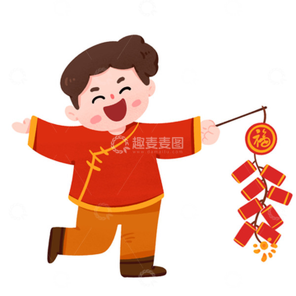 源文件下载【趣麦麦图】2023年新年春节过年鞭炮男孩
