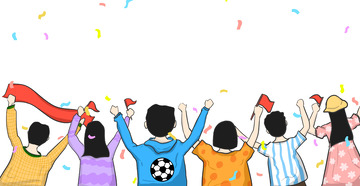 人群欢呼喝彩呐喊手绘素材