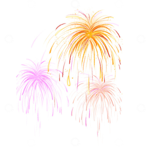 源文件下载【趣麦麦图】新年手绘彩色烟花元素