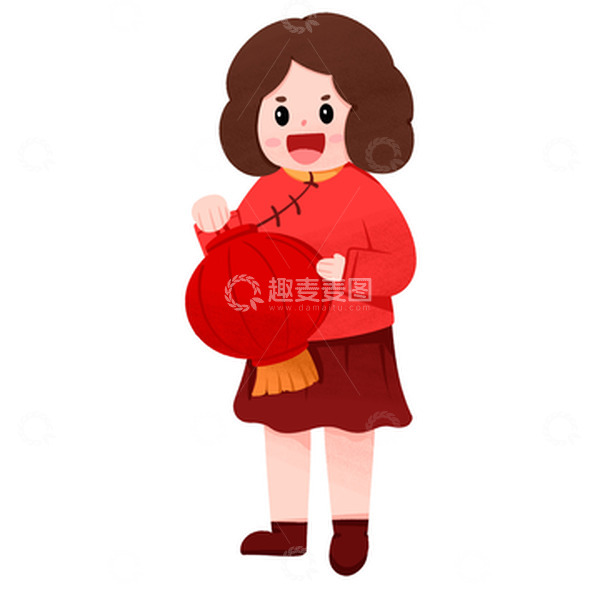 源文件下载【趣麦麦图】2023年新年春节过年拜年提灯笼女人